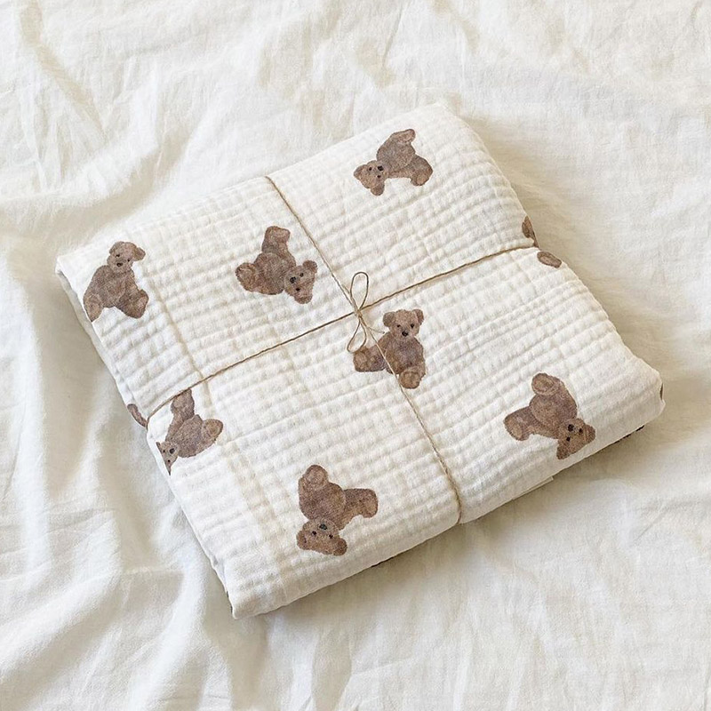 Bear Print Baby Blankets Newbo - Muslin Swaddle Wrap review and price