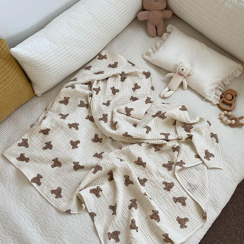 Bear Print Baby Blankets Newbo - Muslin Swaddle Wrap review and price