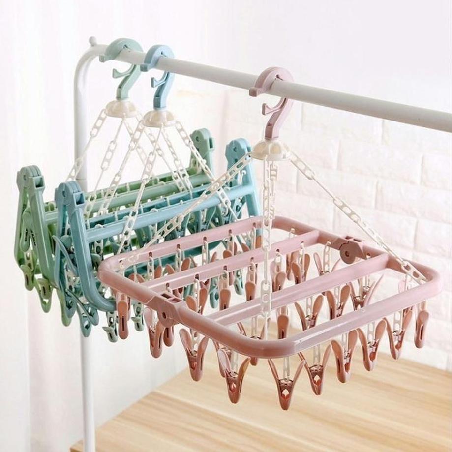 1 Pcs 32 Clips Folding Clothes - Baby Clothing Drying Rack review and price