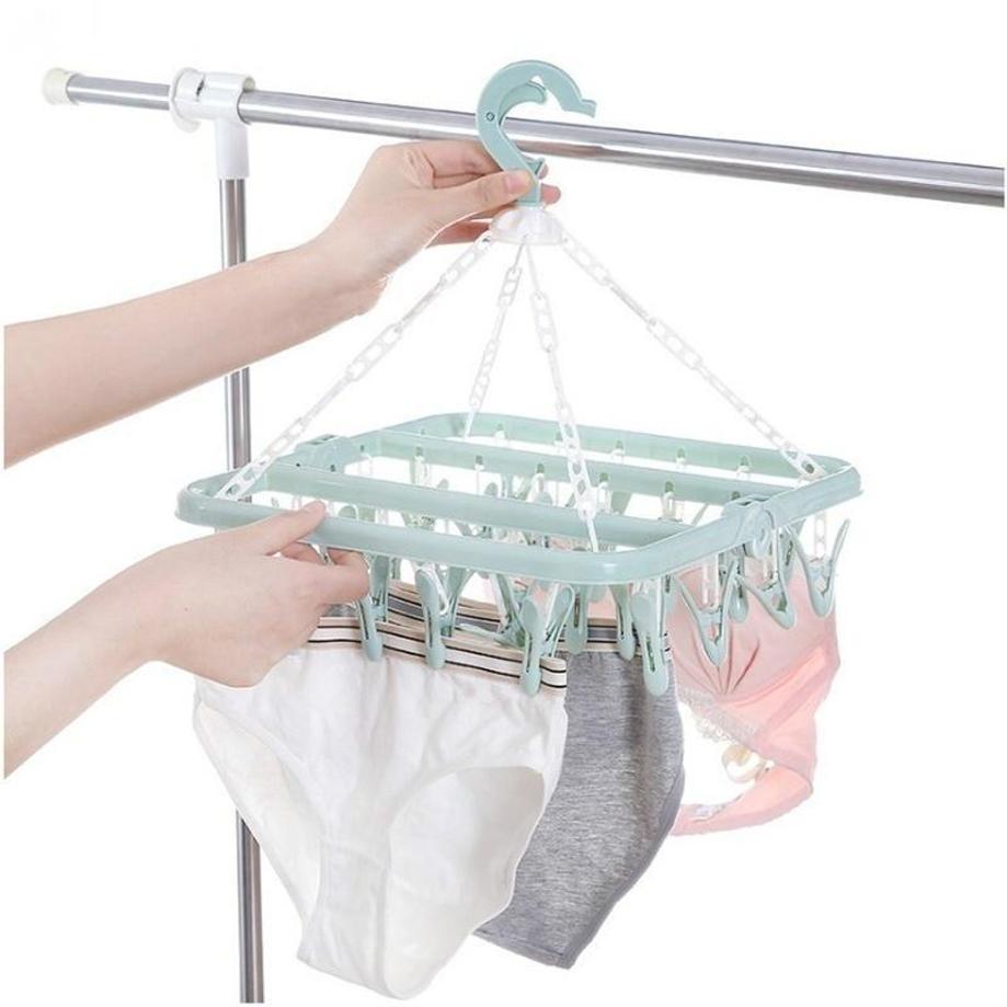 1 Pcs 32 Clips Folding Clothes - Baby Clothing Drying Rack review and price